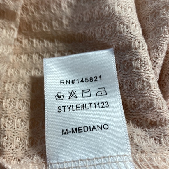 LISTCLE Long Sleeve Waffle Knit Top Dusty Pink Size M - Picture 8 of 12